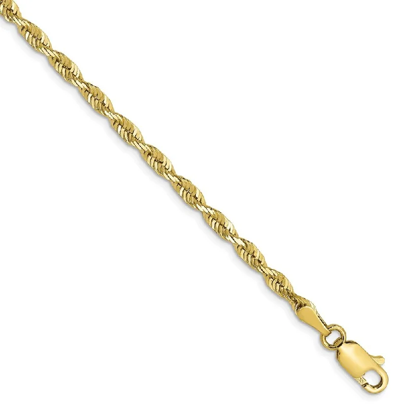 Vibrant enamel bangles-Leslie's 10k Yellow Gold 2.75mm Diamond-Cut Lightweight Rope Chain Bracelet, 7"