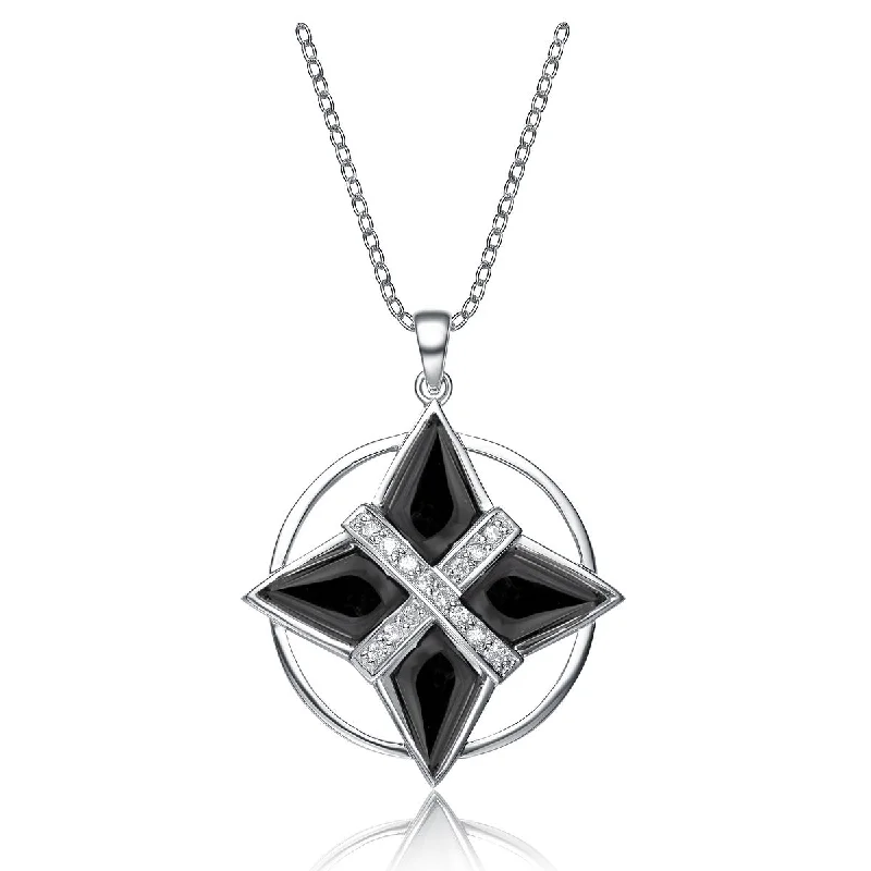 Retro deco necklaces-Sterling Silver Cubic Zirconia X Necklace