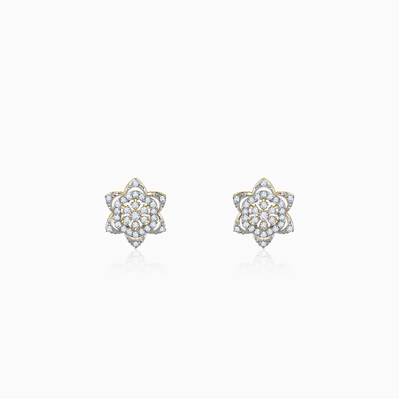 Thick tier earrings-Gold Bright Burst Diamond Earrings