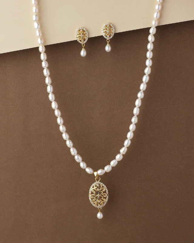 Coiled thread necklaces-Pretty Real Pearl Necklace Set