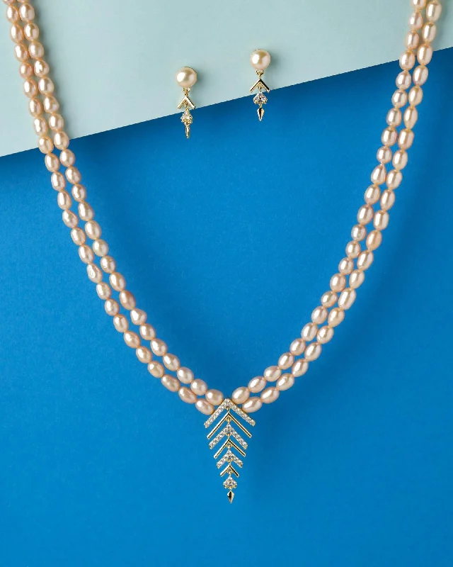 Lapis gem necklaces-Luxurious  Pearl Necklace Set