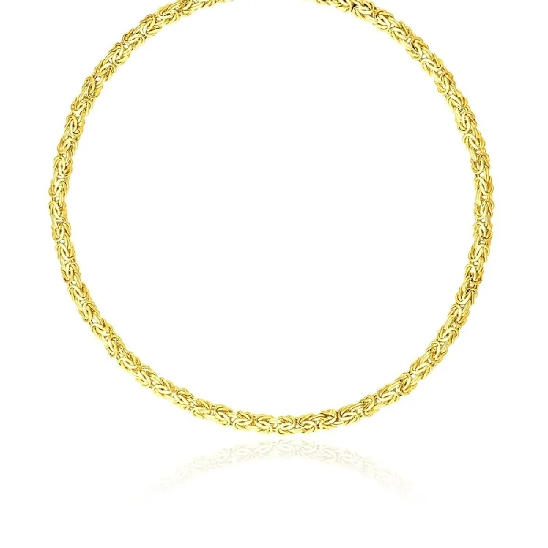 Layered link necklaces-14k Yellow Gold Fancy Byzantine Chain Necklace