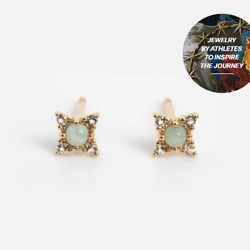 Wide statement earrings-Courtney Frerichs x Local Eclectic Solid Gold Amazonite Starburst Studs