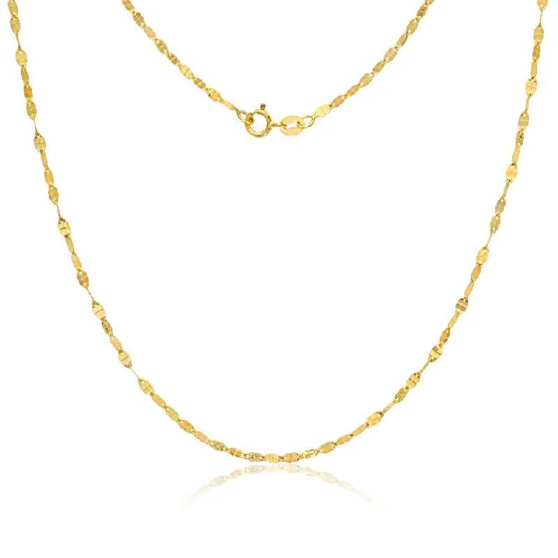 Faith charm necklaces-Flat Mirror Chain Necklace in 14K Gold