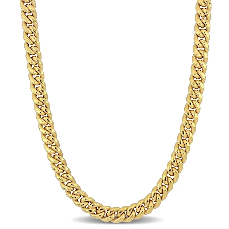 Floating gem necklaces-Miadora 8.8mm Curb Link Chain Necklace in 10k Yellow Gold- 24 in