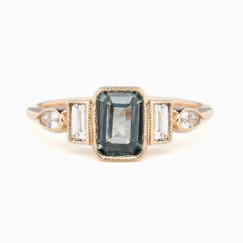 Square gem engagement rings-Edith Ring 0.96ct Light Blue Montana Sapphire, 14K Rose Gold (One of a kind)