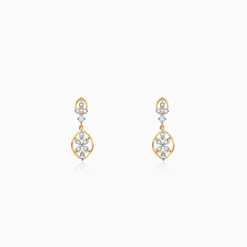 Light drop earrings-Gold Pretty Dangler Diamond Earrings