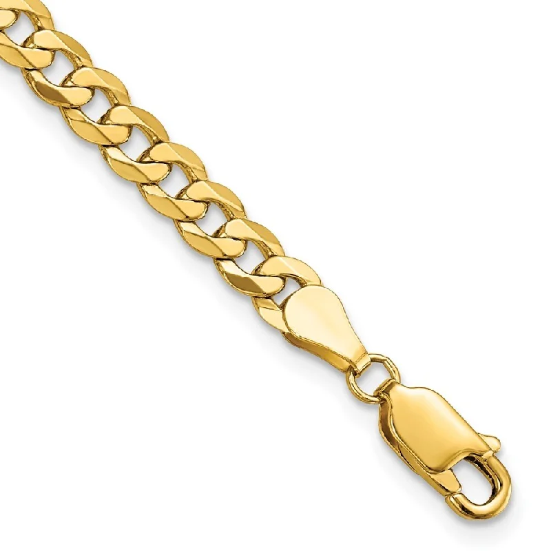 Pink gold bangles-14k Yellow Gold 4.5mm Flat Beveled Curb Chain Bracelet, 7"