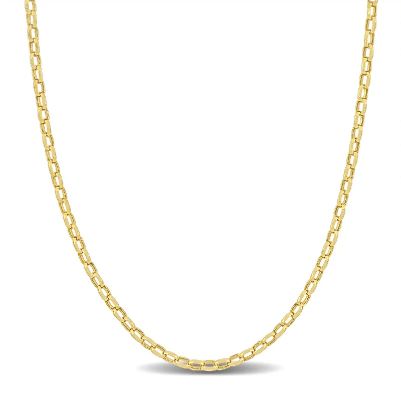 Pure crystal necklaces-Miadora 2.2mm Diamond Cut Oval Rolo Chain Necklace in 10k Yellow Gold-20 in