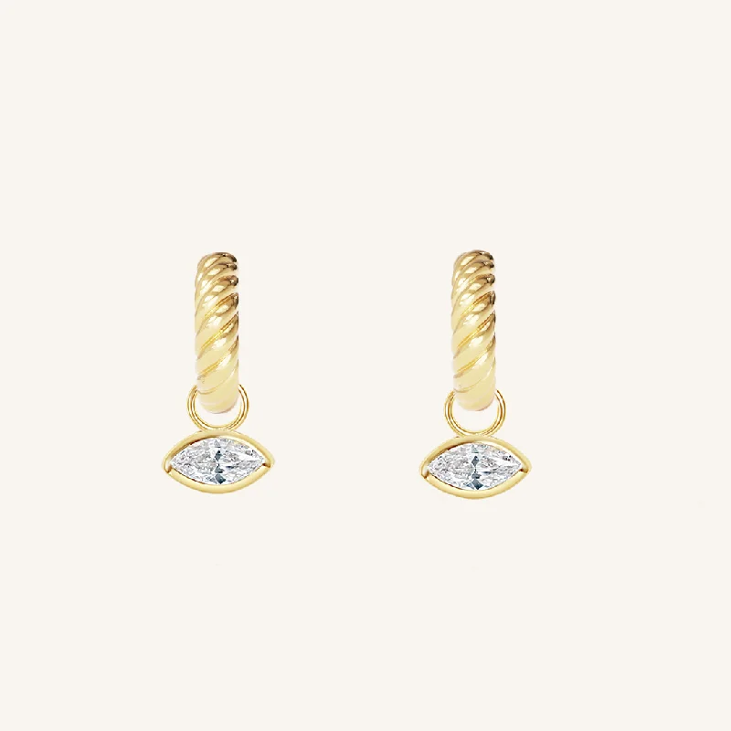 Wide bar earrings-Louvre Charm Hoops