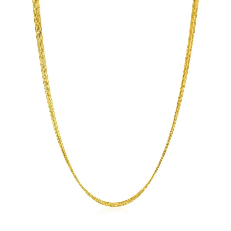 Dove feather necklaces-14k Yellow Gold Multi-Strand Textured Comfort Curb Necklace