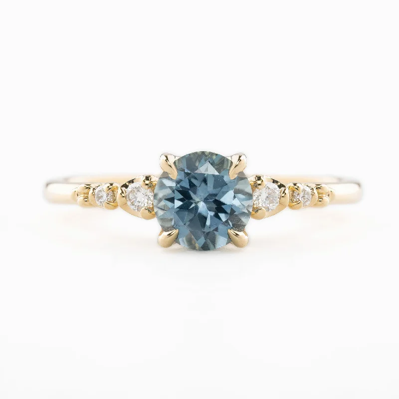 Dual-tone engagement rings-Estel Fleur Four Prongs Ring, 1.01ct Light Blue Montana Sapphire, 14k Yellow Gold (One of a kind)