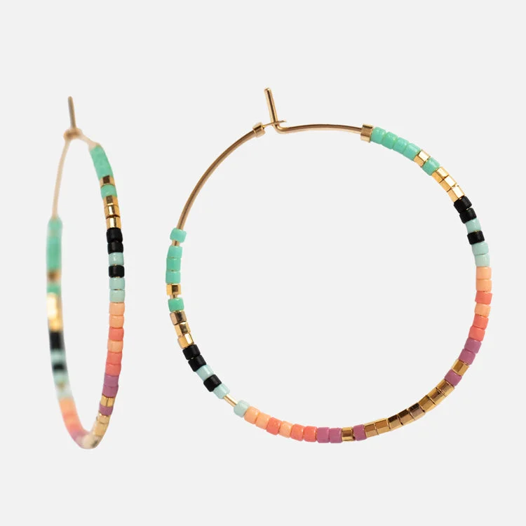 Sleek stud earrings-Serpent Beaded Hoops