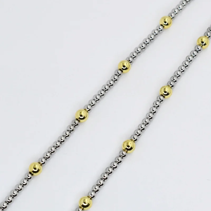 Elite diamond necklaces-Silver and Gold Beaded Necklace N30