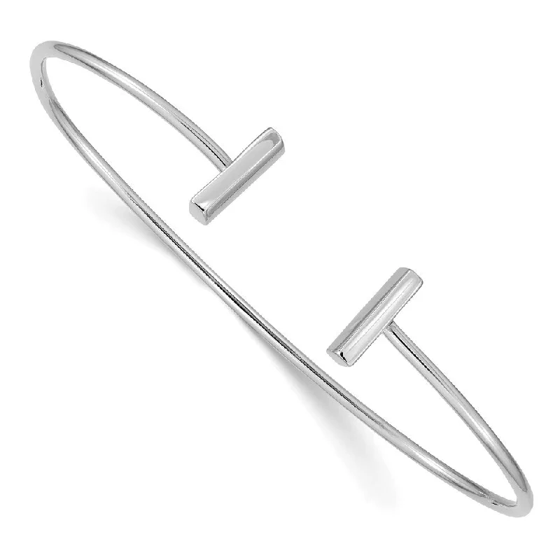 Full moon bangles-14k White Gold Flexible Bar Bangle Bracelet