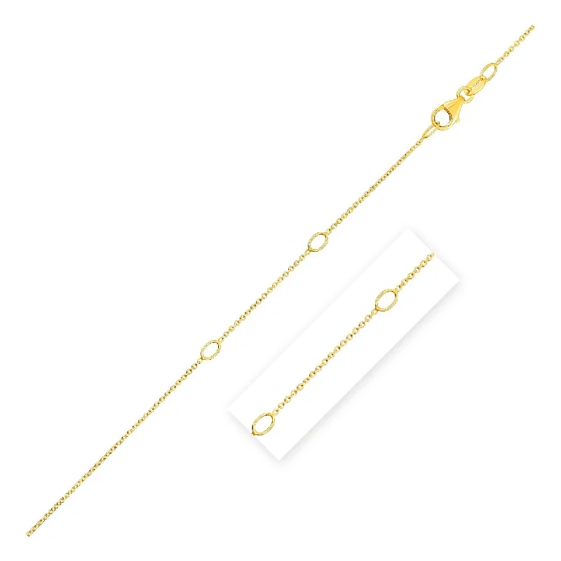 Fine bead necklaces-Adjustable Cable Chain Necklace in 14k Yellow Gold (1.0mm) 18" Inches