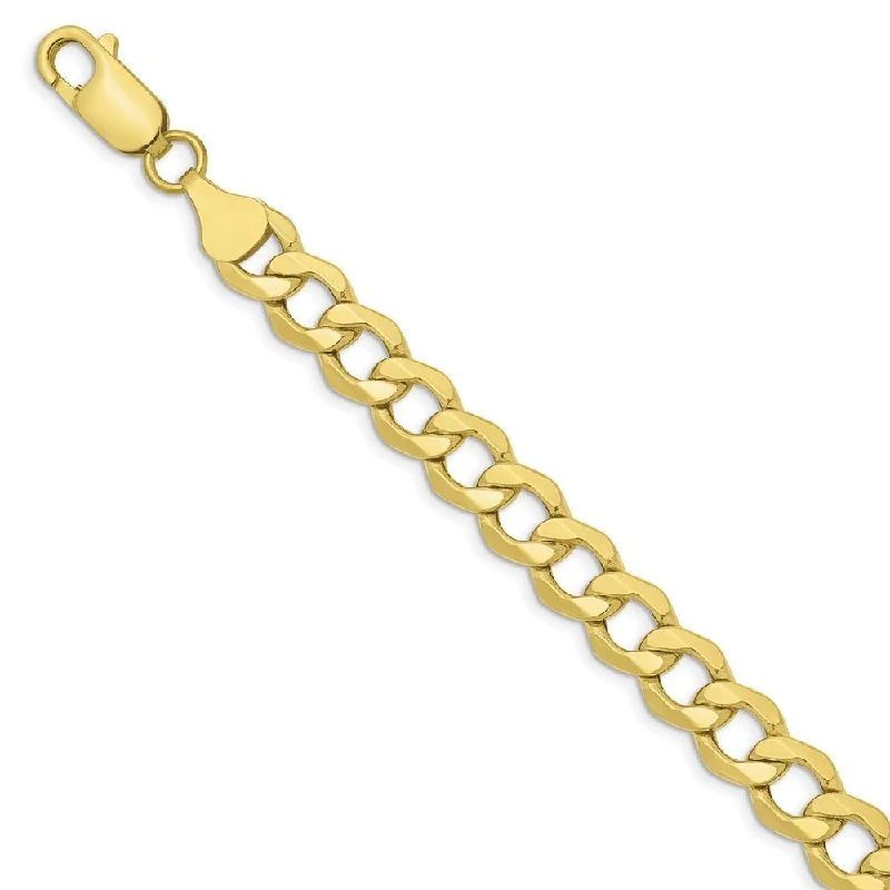 Vintage flair bangles-10k Yellow Gold 7mm Semi-Solid Curb Chain Bracelet, 8"