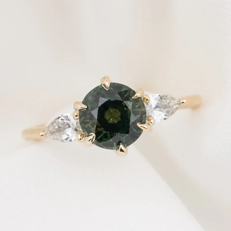 Moon theme engagement rings-Claire Ring 1.71ct Parti Green Yellow Australian Sapphire, 14k Yellow Gold (One of a kind)