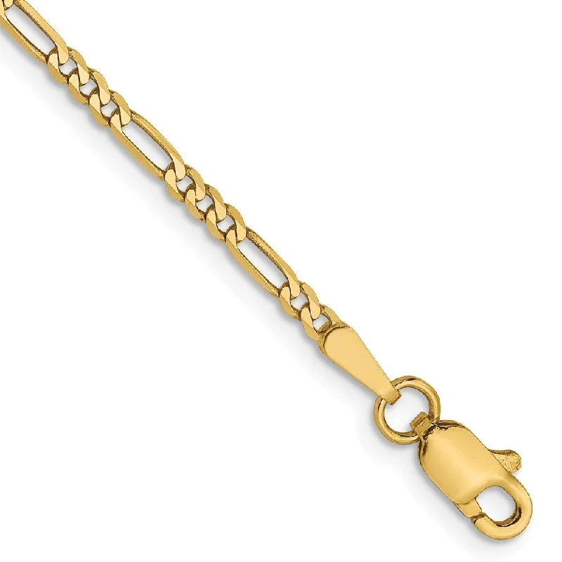 Wide chain bangles-14k Yellow Gold 1.8mm Flat Figaro Chain Bracelet, 7"