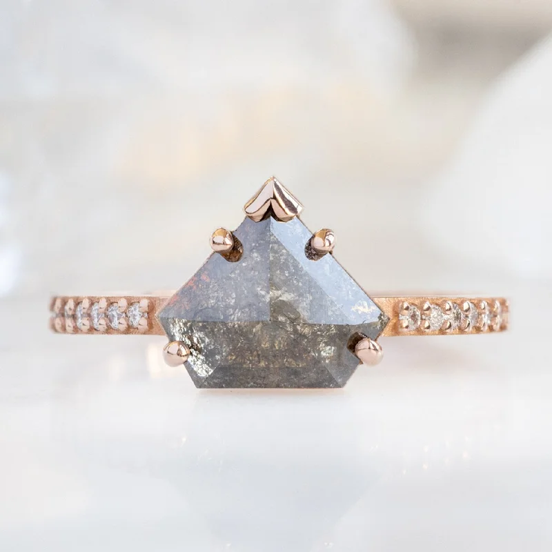 Organic form engagement rings-The Willow Ring | 1.10ct Shield Black Diamond in 14K Rose Gold