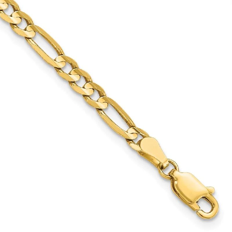 Dove motif bangles-14k Yellow Gold 4mm Flat Figaro Chain Bracelet, 7"