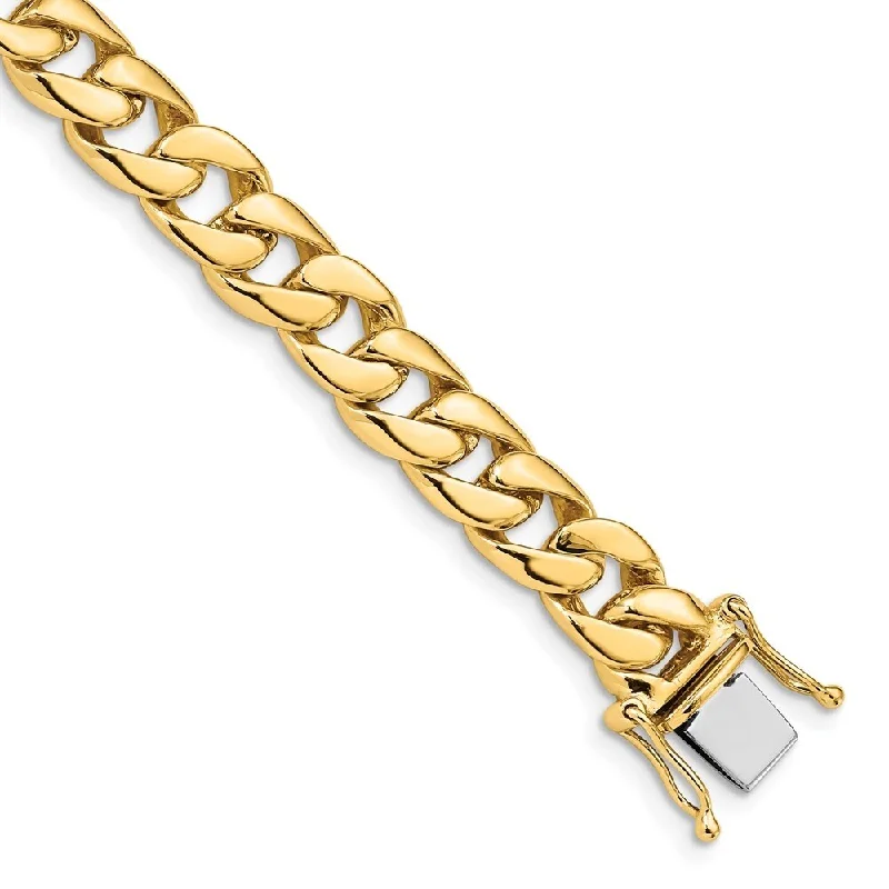 Onyx bead bangles-14k Yellow Gold 8mm Solid Hand-Polished Curb Link Chain Bracelet, 8.5"