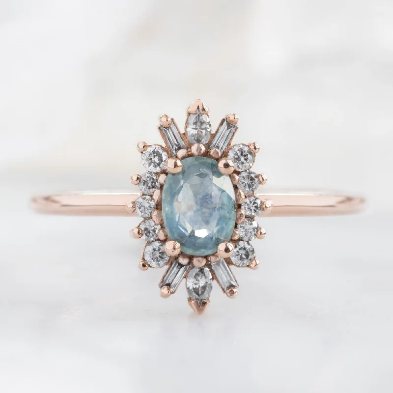 Oval cut engagement rings-The Camellia Ring | 0.63ct Oval Montana Sapphire in 14K Rose Gold