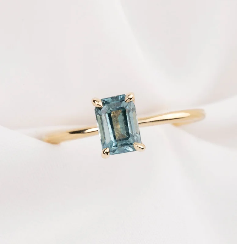 Tri-tone engagement rings-Jane Ring 1.50ct Light Blue Montana Sapphire, 14k Yellow Gold (One of a kind)