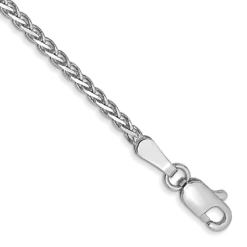 Tri-tone bangles-14k White Gold 1.8mm Flat Wheat Chain Bracelet, 7"