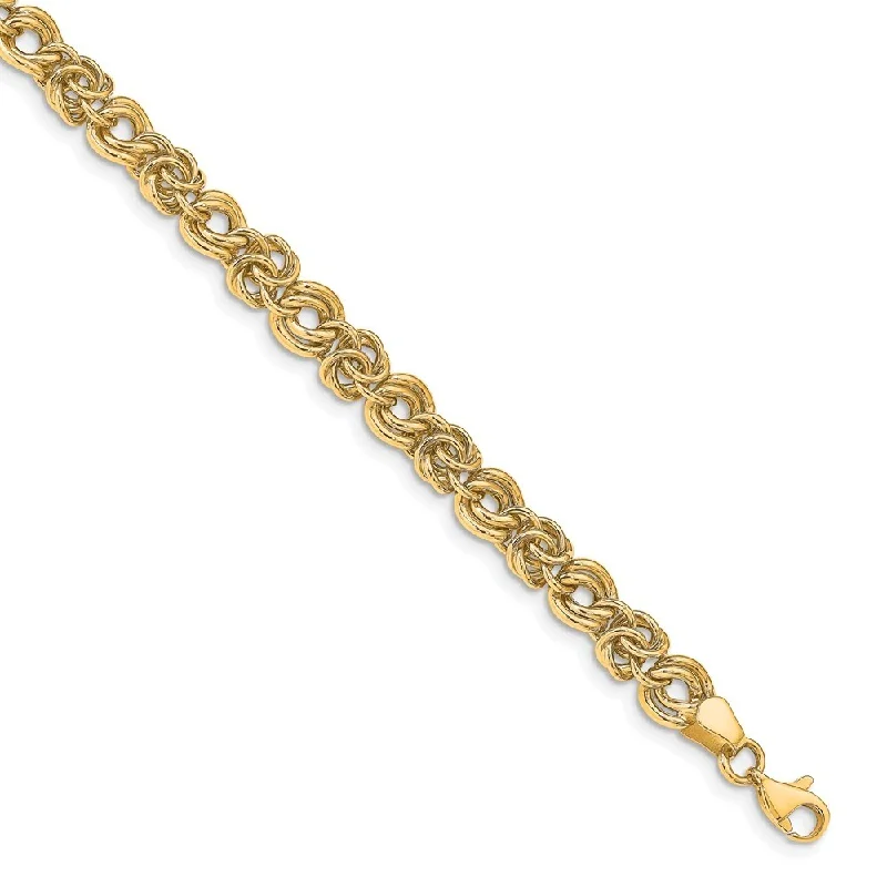 Surf theme bangles-14k Yellow Gold 6.25mm Polished Fancy Link Bracelet, 7.5"