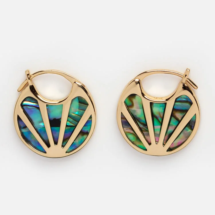 Leaf design earrings-Moonage Abalone Hoop Earrings