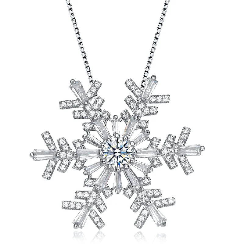 Sharp-line necklaces-Champéry Snowflake Midi Pendant Necklace