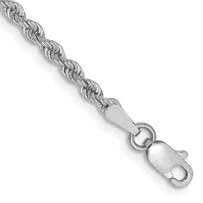 Stone pile bangles-14k White Gold 2.5mm Regular Rope Chain Bracelet, 7"