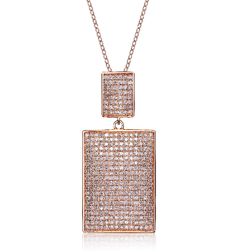 Regency style necklaces-Vilette Rosé Double Rectangle Necklace