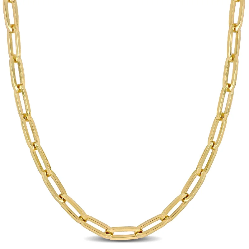 Retro deco necklaces-Miadora 5mm Paperclip Link Necklace in 10k Yellow Gold- 18 in