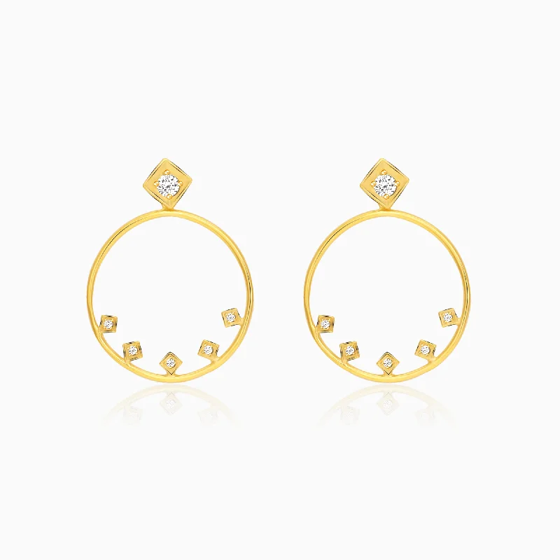 Glossy gold earrings-Golden Glam Hoop Earrings