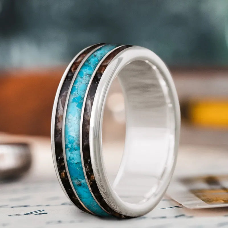 Surf theme rings-Custom Design - 3-Inlay Wide Center Ring S5GgVO8geqZ1KXbGAAsAhPNu