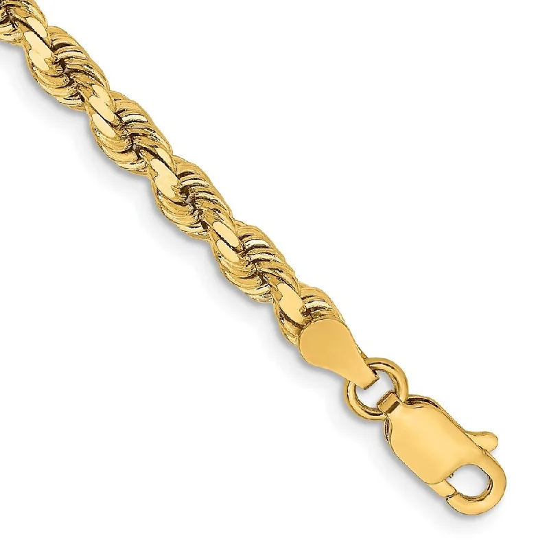 Cord edge bangles-14k Yellow Gold 3.75mm Diamond-Cut Rope Chain Bracelet, 7"