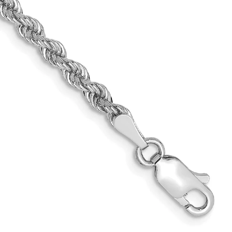 Onyx bead bangles-14k White Gold 2.75mm Regular Rope Chain Bracelet, 7"