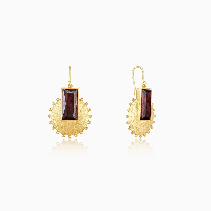 Topaz gem earrings-Golden Ruby's Coin Earrings