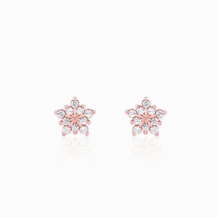 Stellar charm earrings-Rose Gold Shining Star Stud Earrings