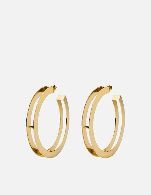 Wide hoop earrings-Opus Earrings, Gold