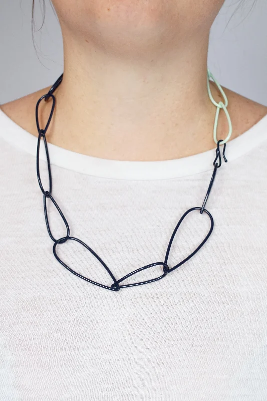 Drape-style necklaces-Modular Necklace in Dark Navy and Soft Mint