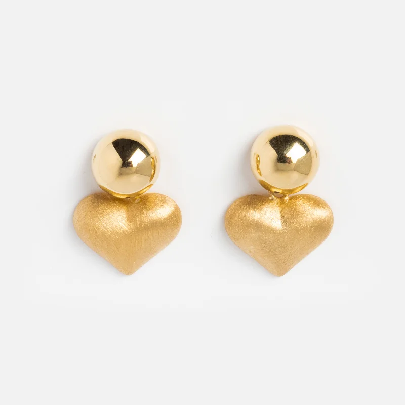 Vintage clip earrings-Heart Drop of Love Studs