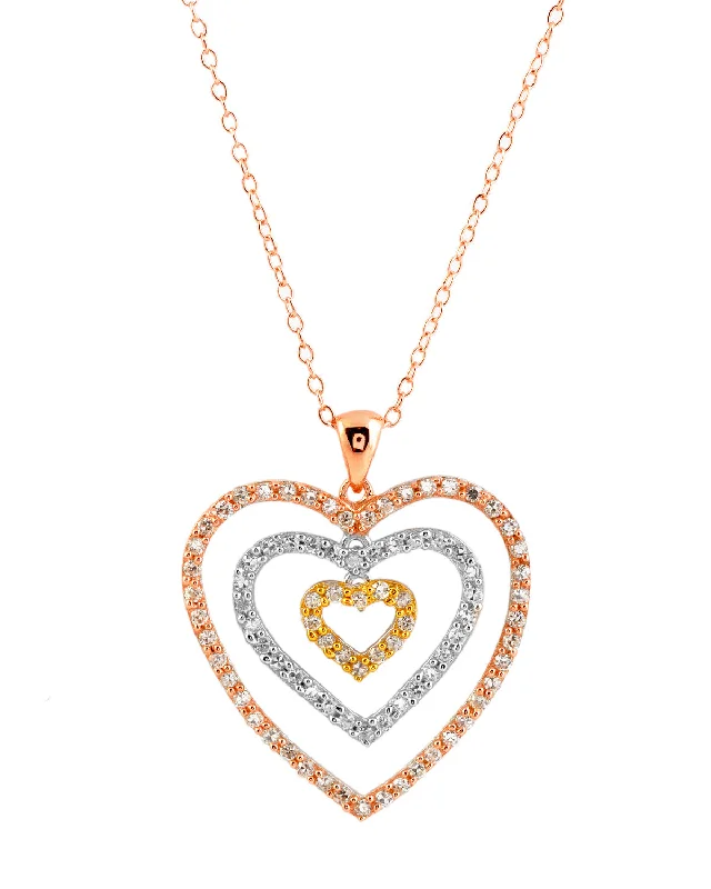 Multi-chain necklaces-Anne Outlined Heart Shape Drop Pendant Necklace