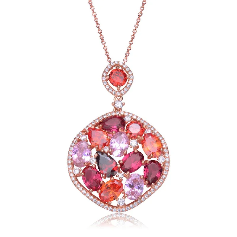 Faith charm necklaces-Palette Caroline Red CZ Rose Gold Pendant Necklace