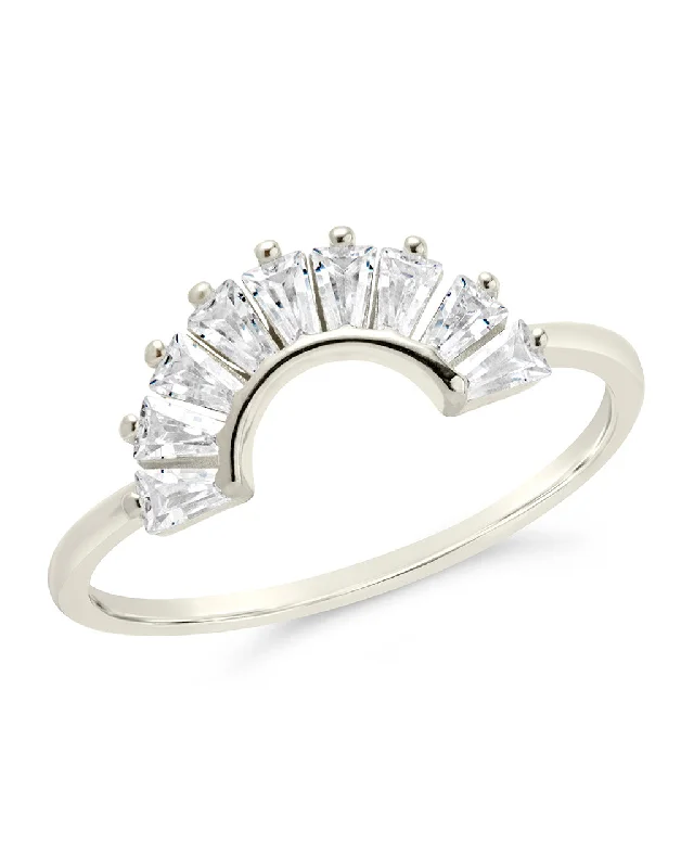 Baroque pearl rings-Sterling Silver CZ Dawn Stacking Ring