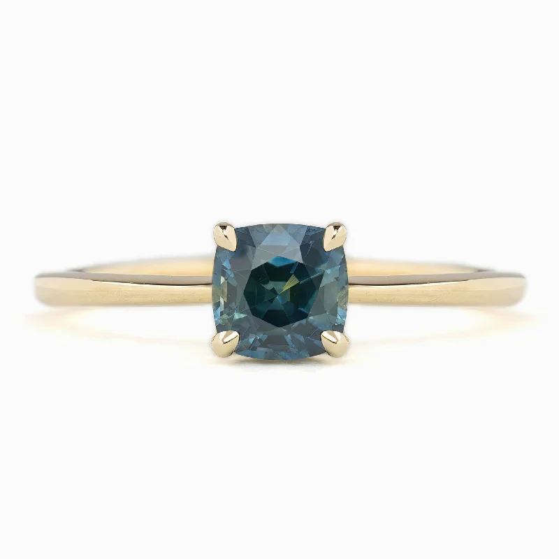 Cord detail engagement rings-Sara Ring 1.07ct Teal Blue Montana Sapphire, 14K Yellow Gold (One of a kind)