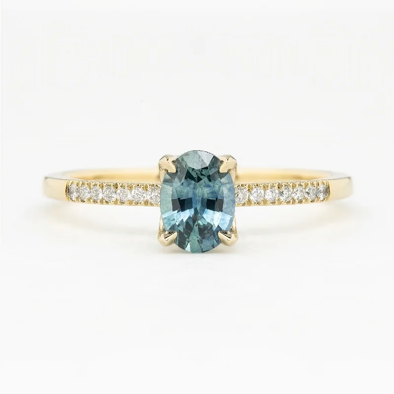 Patina bronze engagement rings-Maria Ring 0.82ct Blue Montana Sapphire 14k Yellow Gold (One of a kind)