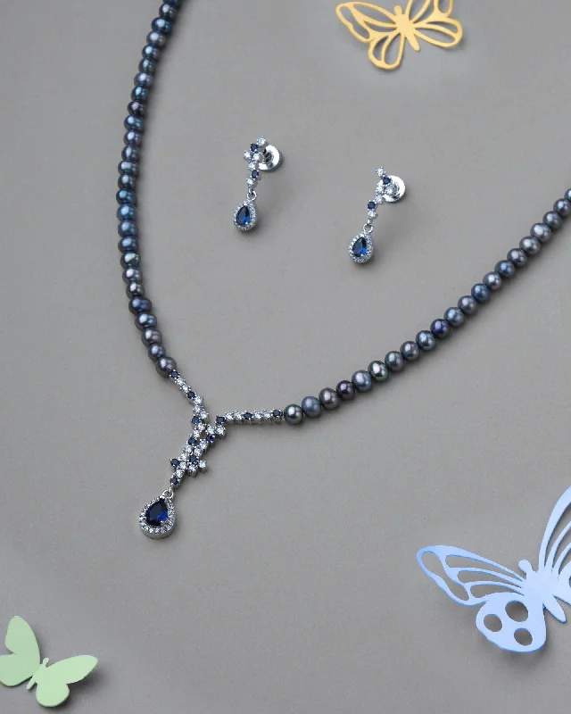 Crystal-woven necklaces-Ravishing Pearl Necklace Set